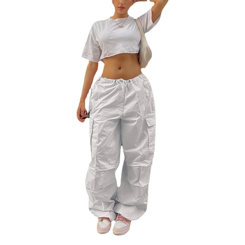 2022 europeo y americano nueva calle overoles sueltos otoño moda casual pantalones de cintura baja más tamaño adelgazante pantalones atados al tobillo image 1