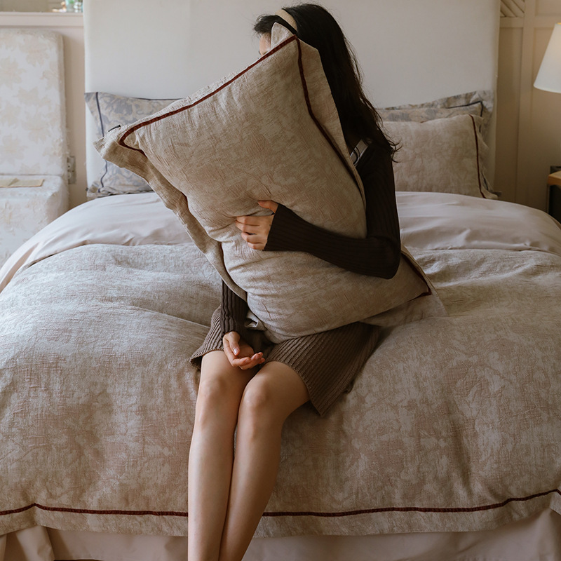 Conjunto de roupa de cama boho em algodão estilo francês jacquard_voghion.com