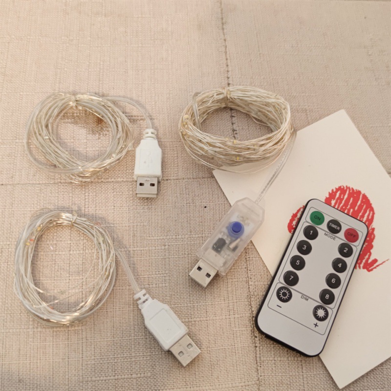 Transfronterizos LED cable de cobre lámpara USB cadena de lámpara de control remoto estrella habitación de acampamiento al aire libre luces decorativas iluminación de colores