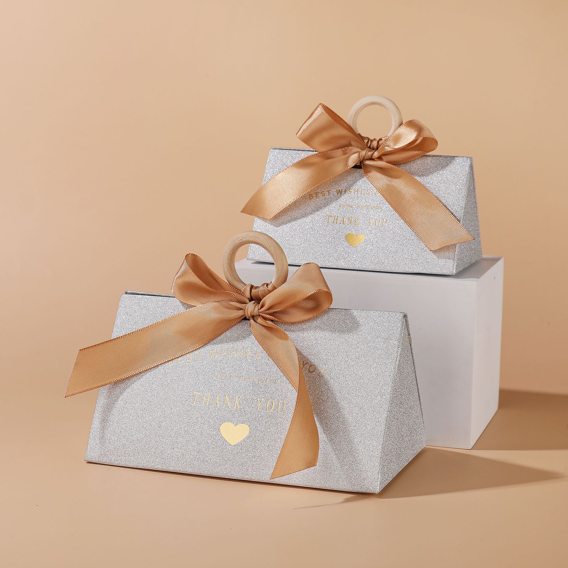 33g Weight Gift Bags Event & Party Supplies 1 Piece Quantity Wedding, Party, Engagement Occasion Wedding Festival Letter, Bow Knot Pattern Wedding Letter Bow Knot Paper Wedding Party Engagement Gift Bags 11