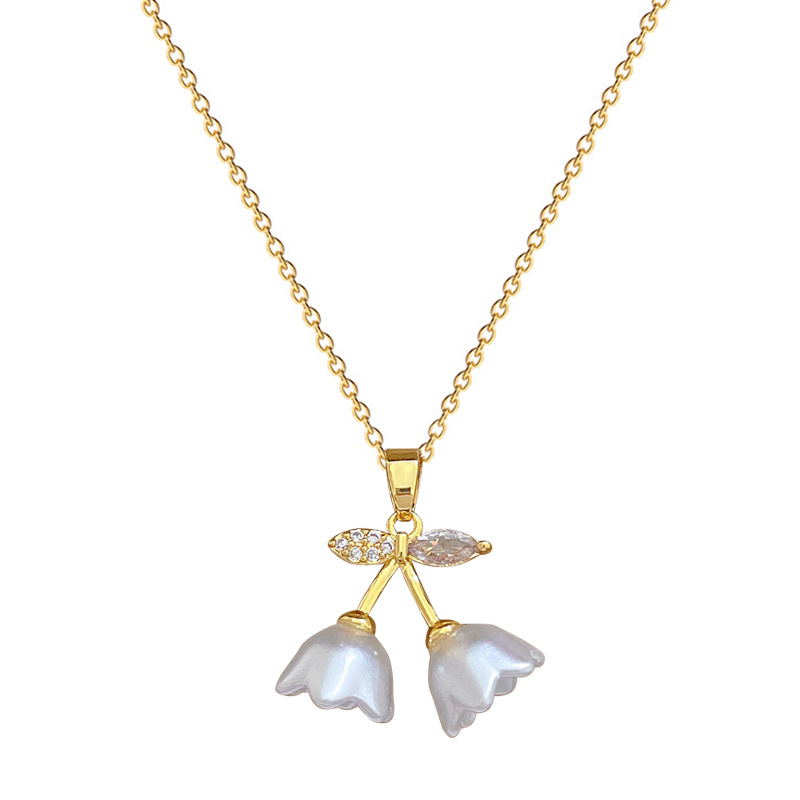 Cuerno de acero de titanio de acero de titanio de titanio de lujo ligero temperamento hermoso collar de diamante completo cadena de clavícula de acero de titanio