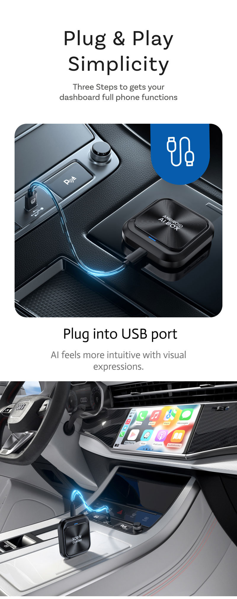Cross-Border Wireless Carplay Box Wired to Module Car Adapter Car-Machine Adaptation Interconnection Android Mini