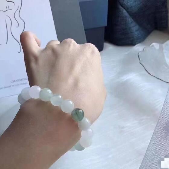 Tianshan jade bracelet women's Xinjiang ice through gold jade white jade beads floating flower bracelet wholesale live supply