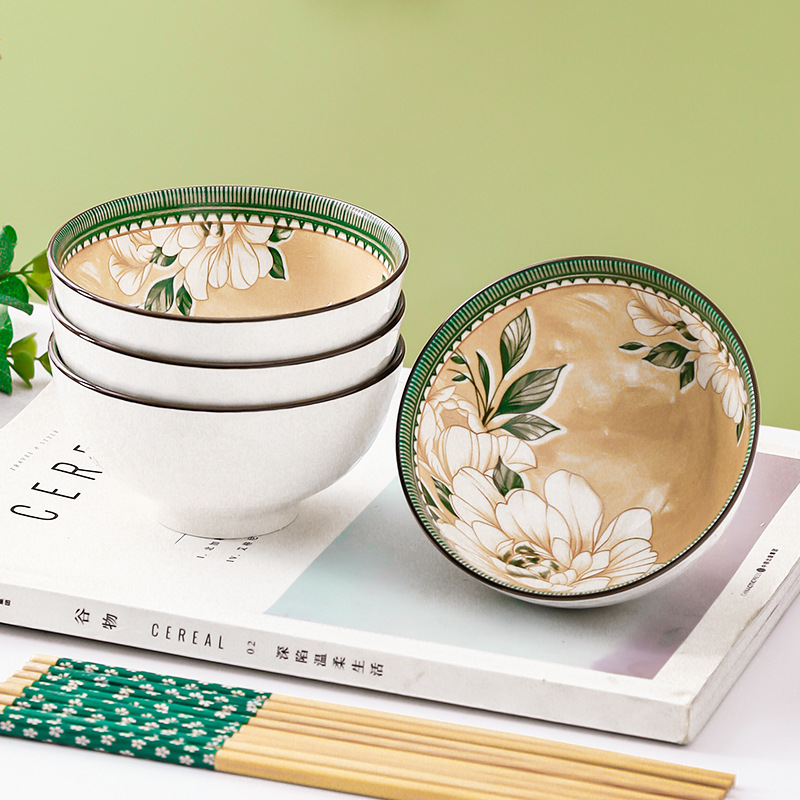 礼品碗套装家用吃饭套碗碗碟山茶花瓷碗陶瓷碗筷套装餐具礼盒装无|undefined