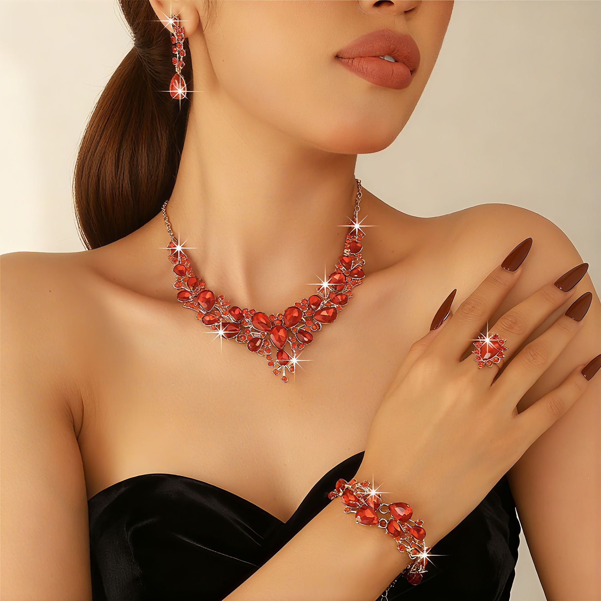 25273 gold red four piece set