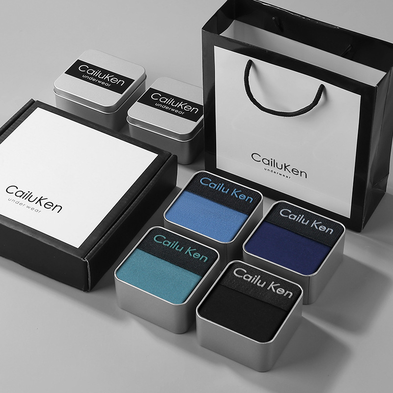 Qarien&Ck Men's Underwear Boxer Briefs Summer Breathable Youth Shorts Boys Underwear Bag