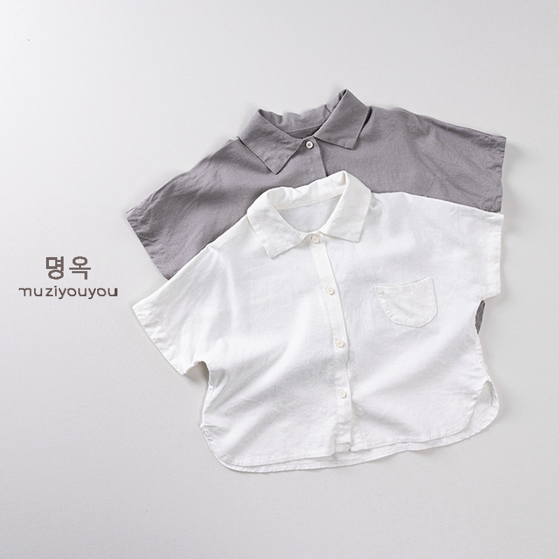 Camisa de manga corta para niños 2025 verano nueva camisa de bebé para niños y niñas estilo coreano tendencia suelta chaqueta japonesa delgada