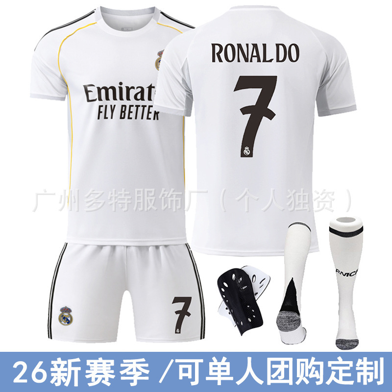 2526 Real Madrid Home White No.9 Mbappe Suit No.7 Ronaldo Jersey No.5 Beilin Football Suit suit