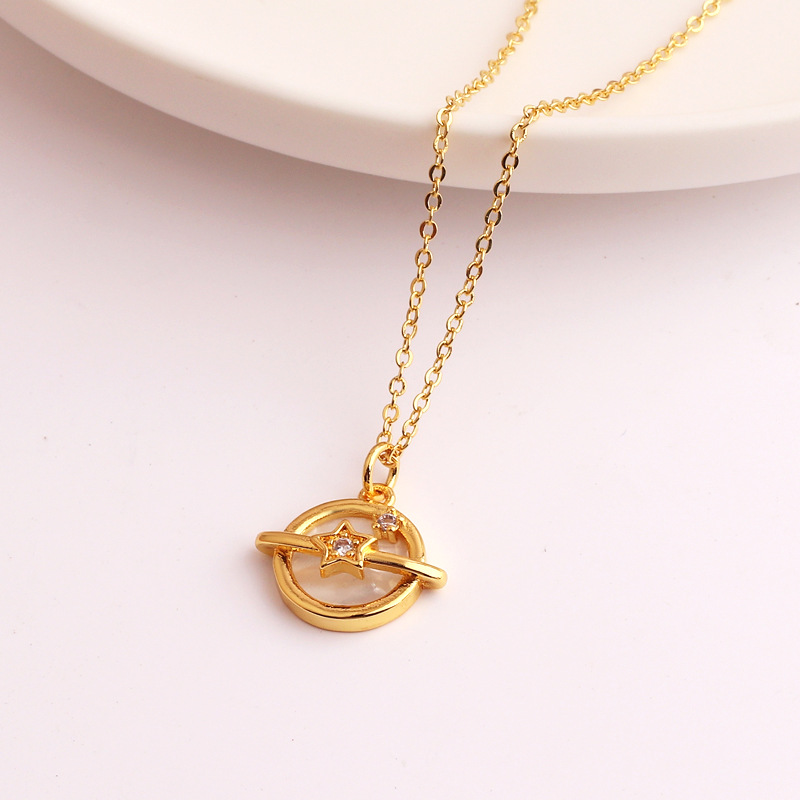 Lady Heart Shape Copper Plating Inlay Zircon Pendant Necklace 1 Piece