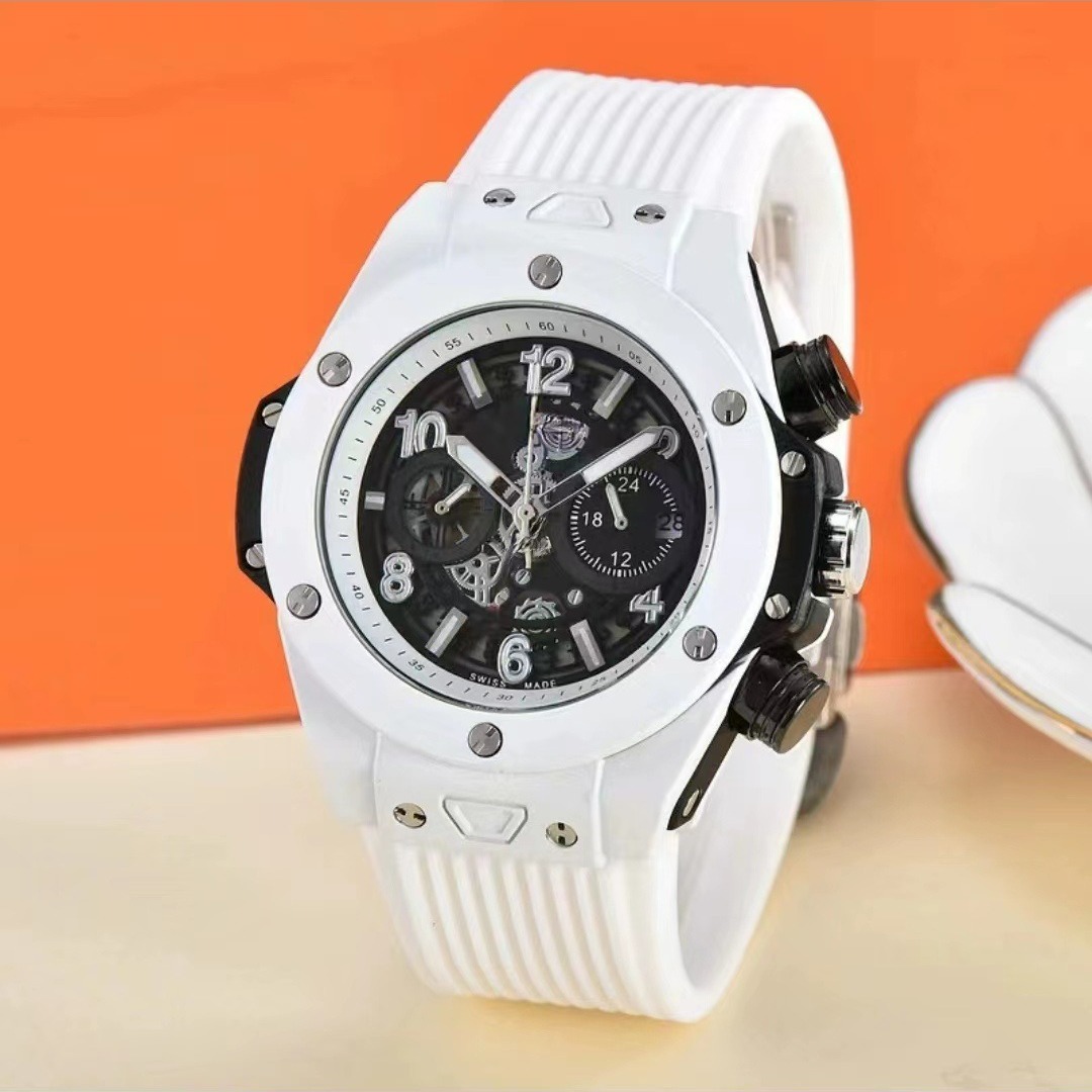 Hollow Out Trendy Unisex Sports Fashion Six Pin Multifunctional Quartz Silicon Tape Wine Barrel Watch_voghion.com