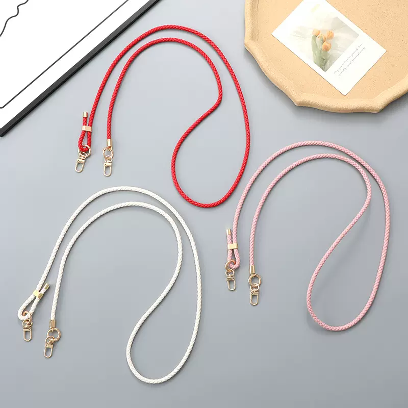 新款编织皮革手机挂绳可调节斜挎链结实耐用包包钥匙扣挂件防丢失