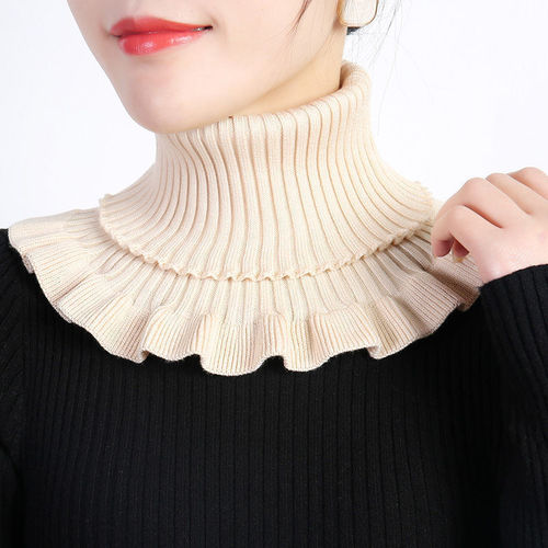 Autumn and winter new style knitted wool neck protector to protect against cold, wind and warm neck scarf for women solid color simple and versatile high collar fake collar