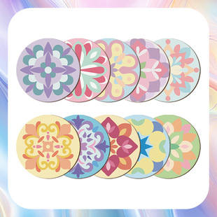 Cross -border 10 pieces of wooden mandala paint pre -print wooden board and wooden painting rack kit pre -outline Mandalam tablet