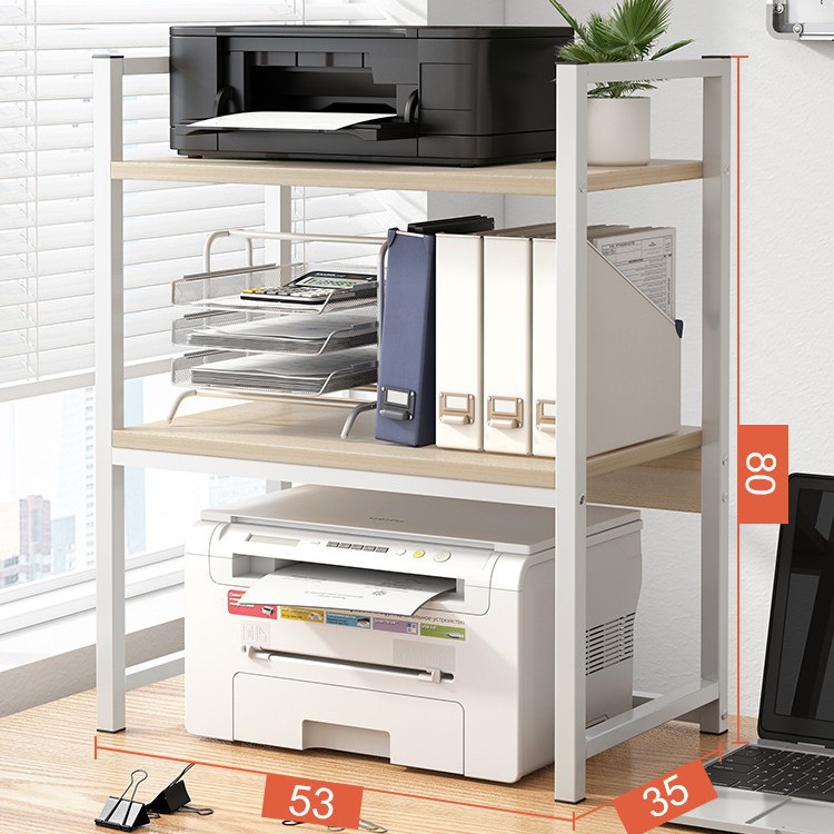 [H형 높이] 3 층 53x35x80-메이플 체리 우드 + 화이트 프레임