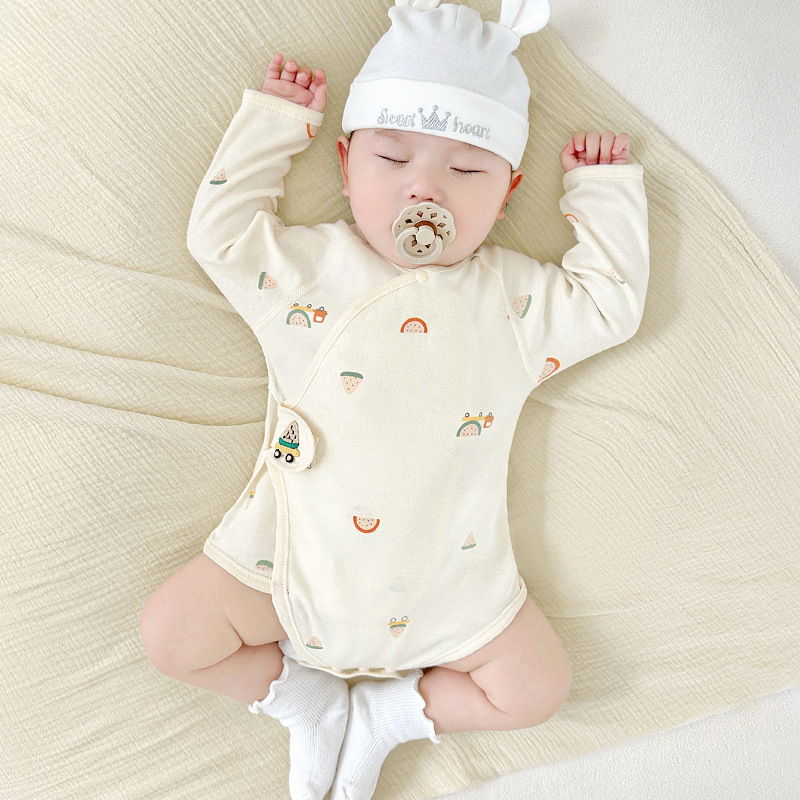 Primavera y otoño recién nacidos camiseta de algodón delgada triángulo harina ropa de otoño para niños, niñas y niños, ropa de bebé