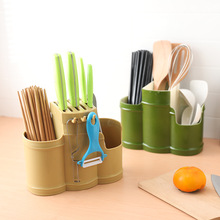 雙劍仿竹制家用筷子筒收納筷子籠酒店餐廳筷子餐具用品收納盒刀架