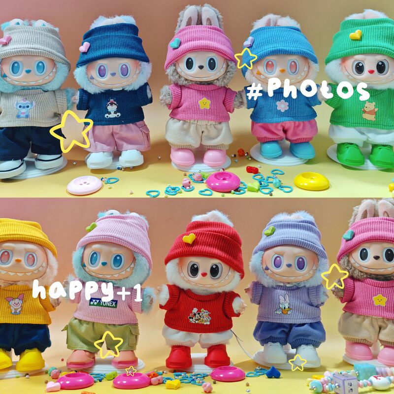 Labubu Doll Clothes Vinyl Doll Clothes Dress-Up Casual Suit T-Shirt Suit Plush Toy Clothes