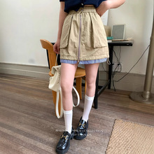 topchanlin 2025十三行春时尚假两件工装短裙百搭显瘦高腰半身裙