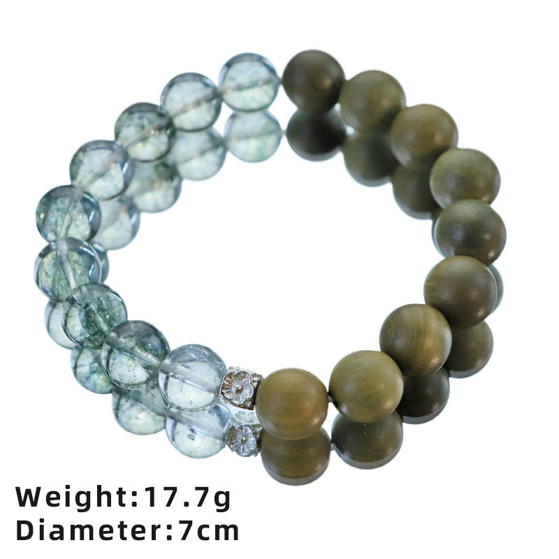 Diseño original de madera de sándalo grieta de cristal cuentas pulsera temperamento retro pulsera de moda versátil alta sensación joyas de la mano