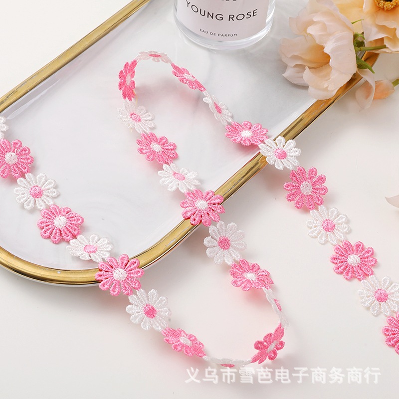 Nuevo punto bordado encaje soluble en agua DIY de dos colores pequeño encaje ropa infantil encaje ropa accesorios encaje