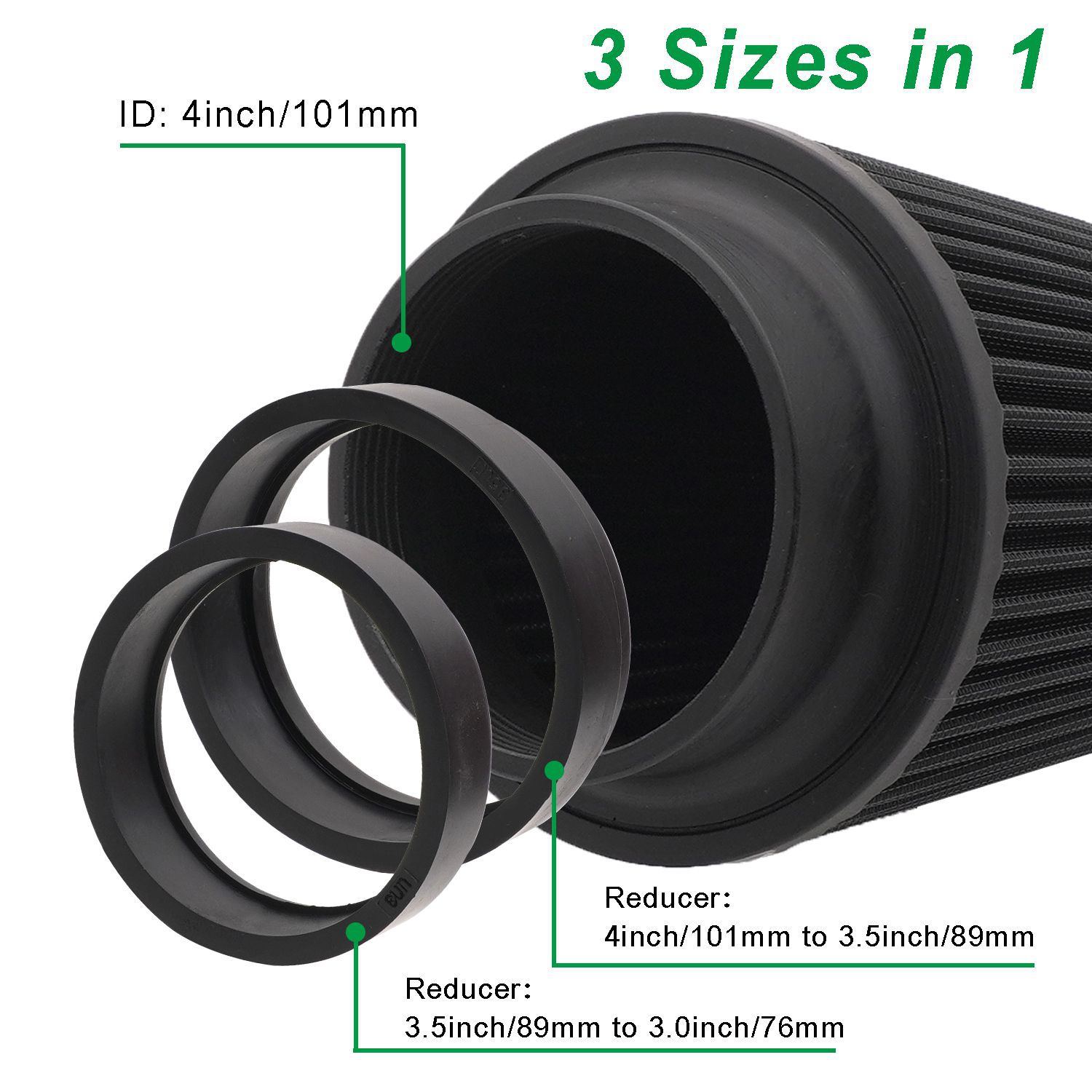 63 76 80 89 101mm car cold intake modified mushroom head air filter engine filter