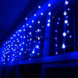 LED灯防水户外闪灯节日装饰两件套灯串圣诞窗帘灯爱心圆球造型灯
