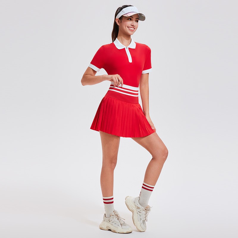Nuevas camisetas deportivas transfronterizas para mujer, camisetas informales transpirables para correr y hacer ejercicio, conjuntos de falda de tenis y golf de alta gama