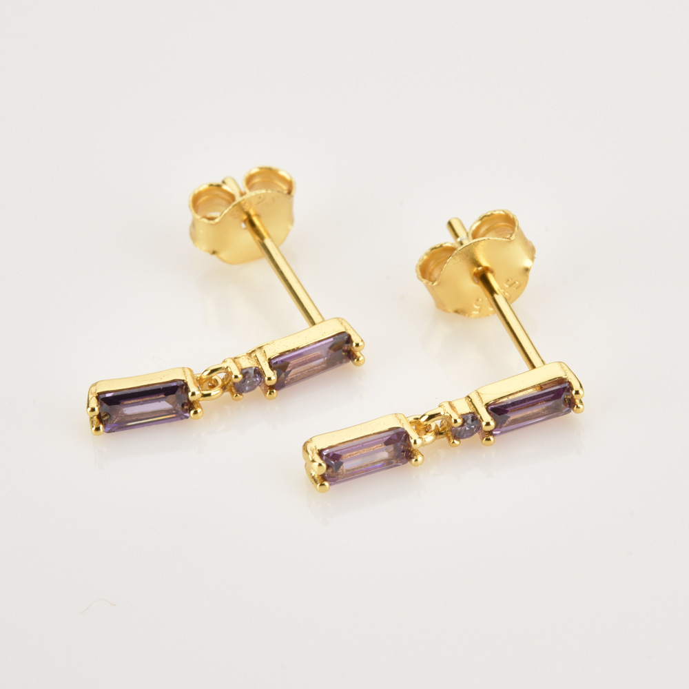 1 Pair Simple Style Rectangle Plating Inlay Copper Zircon Drop Earrings display picture 2