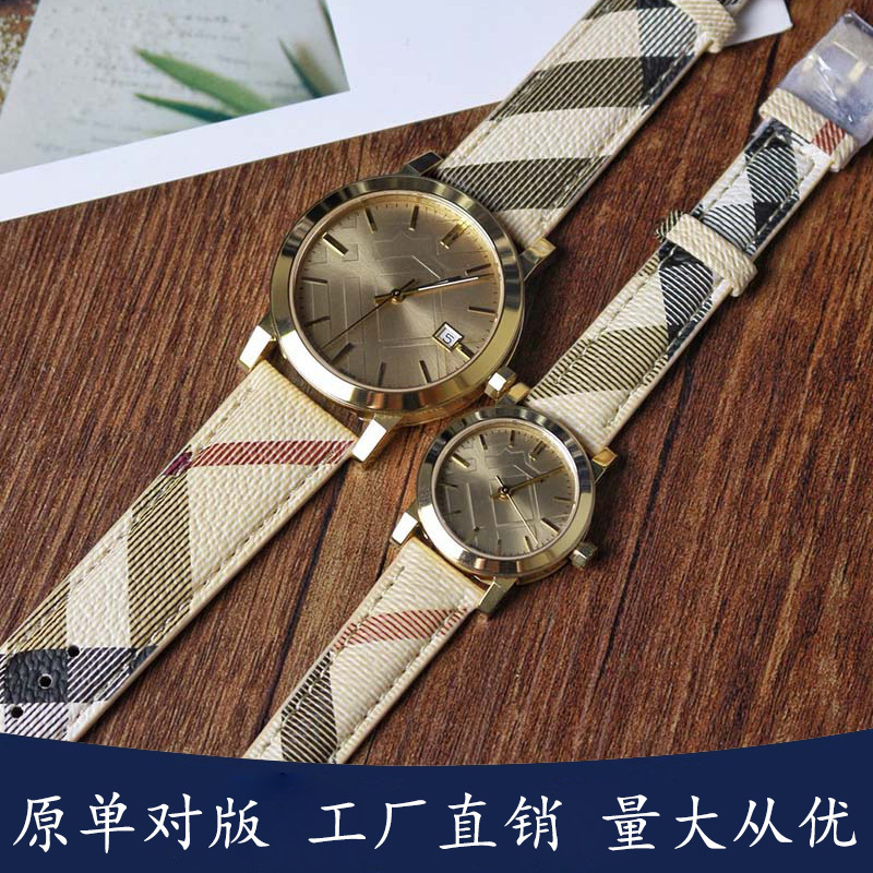 In-Stock Ba Bu Bao Li Fashion British Style Plaid Classic Watch Genuine Leather Men's and Women's Quartz Watch Bu9026