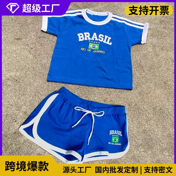 2026 World Cup European and American Spring New Collection National Standard Unisex Short Sleeve Round Neck Casual Letter Embroidery Simple Style T-Shirt