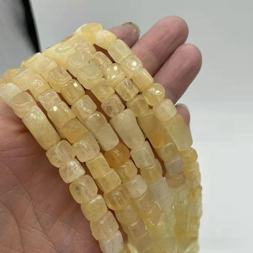 Cross-border new 0.8mm square bead DIY jewelry accessories semi-finished poppy agate strawberry crystal turquoise