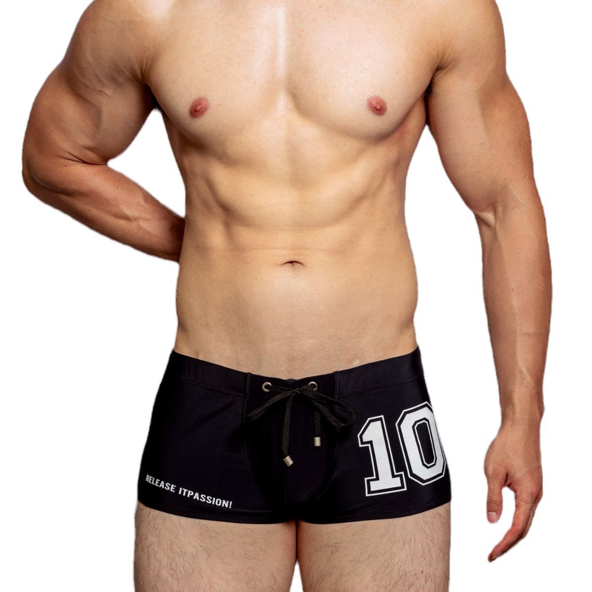 D.M men's swimming trunks low waist sexy boxer shorts letter print tether surfing beach swimming four corners youth sports