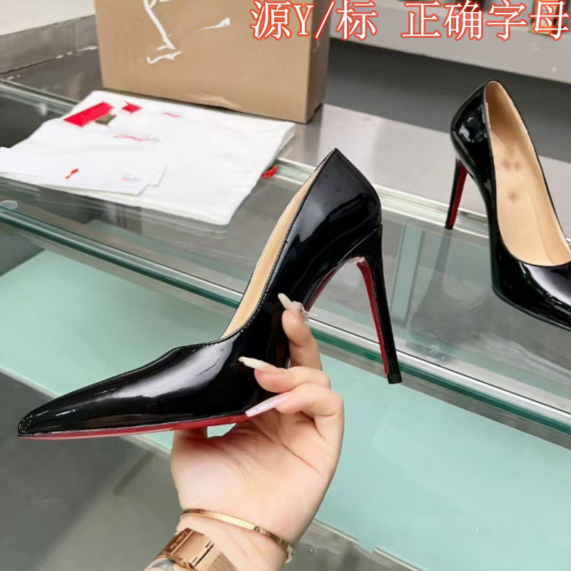 High-End Export High-Heeled Red-Soled Shoes for Women, 2025 Spring/Summer Model, European and American Style, Versatile, Pointed Toe, Shallow Mouth, Patent Leather, Thin Heels High-End Export High-Heeled Red-Soled Shoes for Women, 2025 Spring/Summer Model, European and American Style, Versatile, Pointed Toe, Shallow Mouth, Patent Leather, Thin Heels