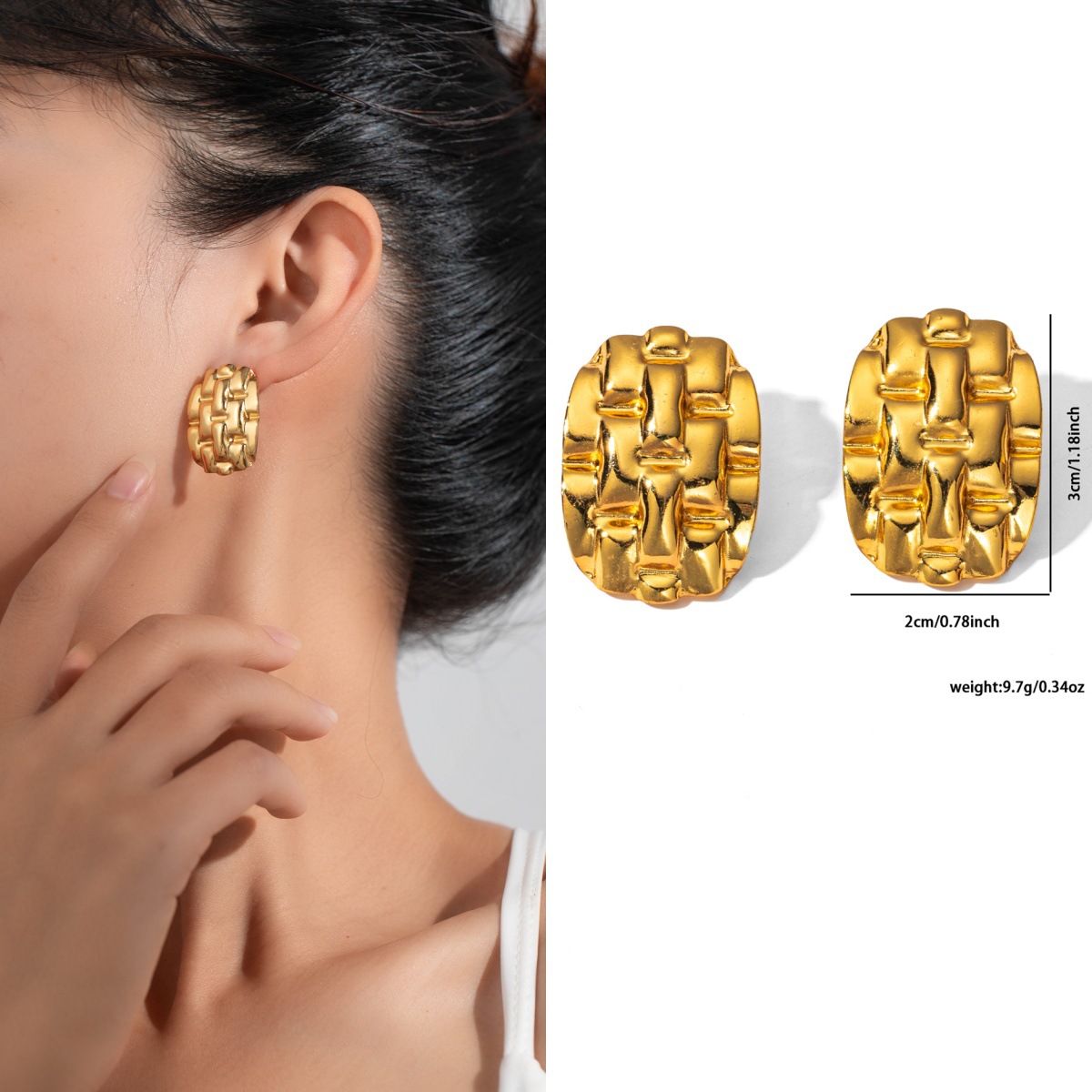 Pendientes de acero de titanio transfronterizos para mujer, lujo ligero, sentido de alta gama, temperamento retro de nicho, pendientes que no se desvanece, pendientes de todo fósforo al por mayor