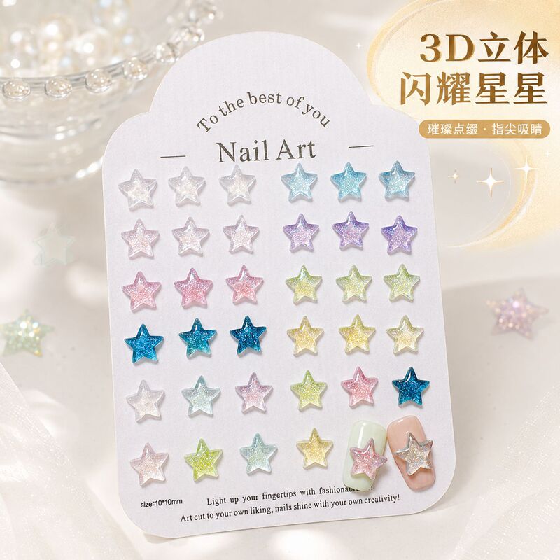 New translucent mocha star nail art accessories, starry night glow-in-the-dark pentagram DIY cream glue wearable nail accessories with rhinestones New translucent mocha star nail art accessories, starry night glow-in-the-dark pentagram DIY cream glue wearable nail accessories with rhinestones