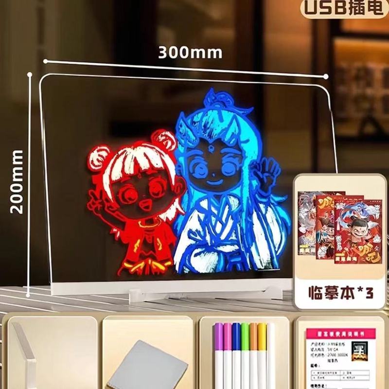 お絵かきボード子供用消去可能なアクリル透明ライティングボード看板屋台発光看板蛍光お絵かきボード|undefined