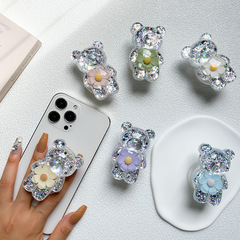 Glue Bear Holder Mobile Air Cushion Bag Desktop Theater Watching Artifact Stable Paste Creative Sequin Flower Ins Style