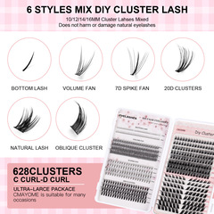 歐美跨境熱銷DIY單簇朵毛大容量睫毛書卷翹濃密混裝款假睫毛批發