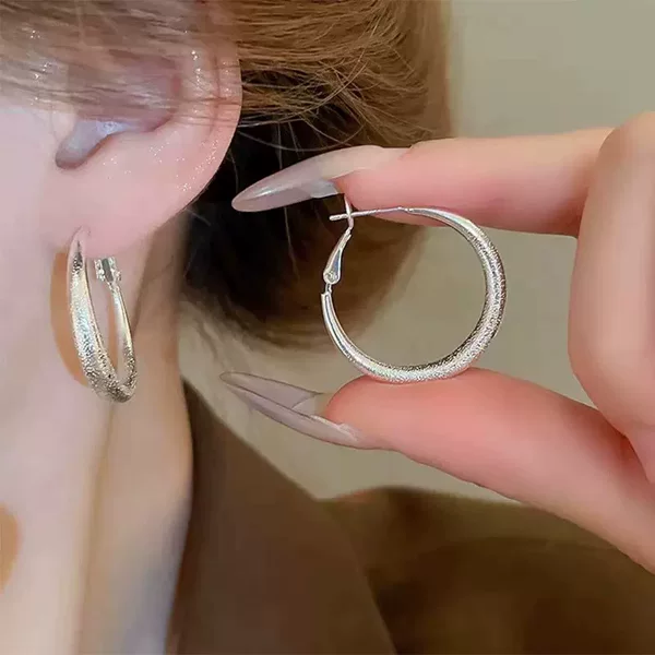 European and American Frosted Earrings, Exaggerated Gold Large Circle Earrings, Elegant and High-End Earrings for Women