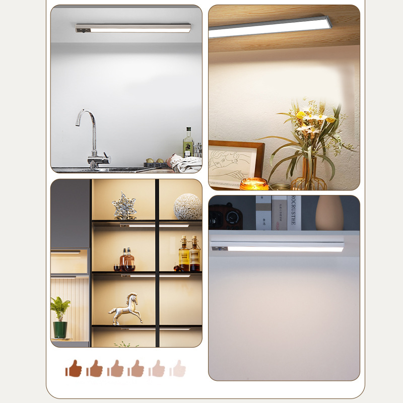 무선 통로 원격 제어 표면 광원 LED 배선 무료 초박형 캐비닛 와인 캐비닛 프로젝션 분위기 램프 자기 야간 조명