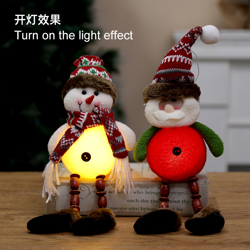 Cross-border new product ornaments Christmas luminous dolls high-end knitted hat doll snowman elk cartoon decorations