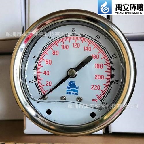 伯尔梅特压力表BERMAD阀门压力表0~2.5MPa表盘直径60mm