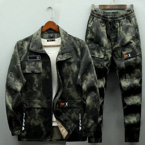 Spring and Autumn Labor Protection Workwear Men's Camouflage Suit Men's Clothing Thickened Wear-Resistant Dirt-Resistant Welding Jacket