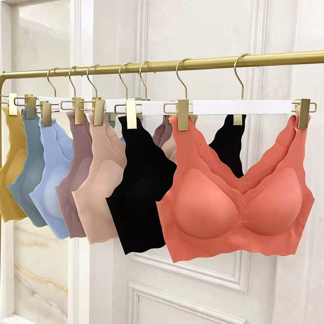 U家娜娜同款無尺碼深V小浪花背心文胸無鋼圈無痕內衣女舒適隱形R