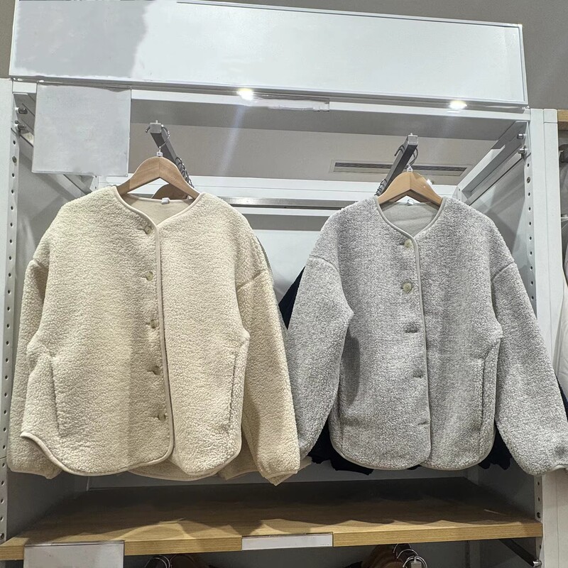 Women's Imitation Cashmere Polar Fleece Casual Cardigan Long-Sleeved Loose Warm Fleece Jacket 2025 Autumn and Winter 479616