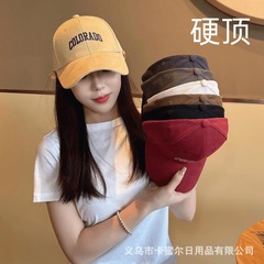col ハードトップ 日本製 シンプル 起毛刺繍文字 ベースボールキャップ レディース 万能 韓国風 小顔 アメリカン ピークキャップ