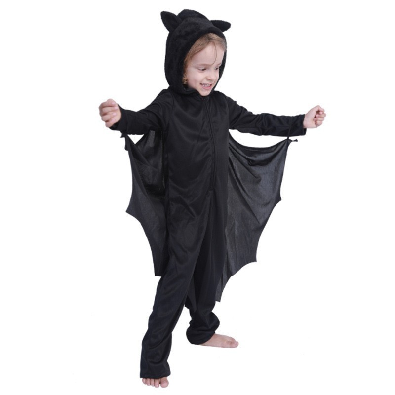 ハロウィーンカーニバル子供吸血鬼コウモリコスプレ衣装男の子女の子フード付きパーティースーツ|undefined