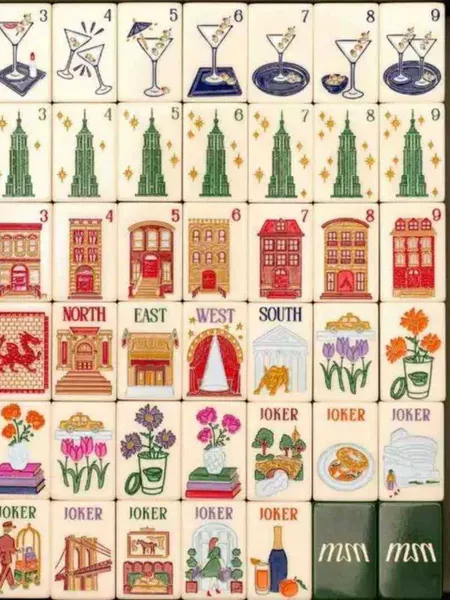 (In-Stock Direct Shipment) Acrylic American-Style Mahjong Tiles No. 36 Green New York Empire State Building Mahjong Tiles for Home Use