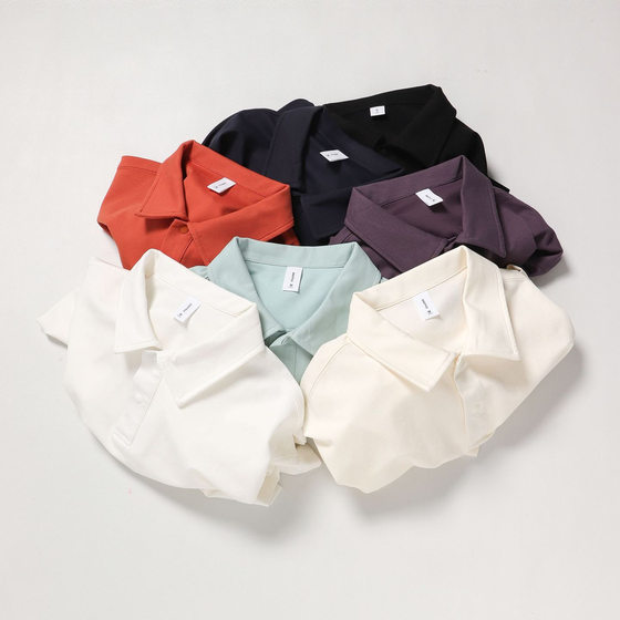 Summer 250G lapel ice short sleeve polo shirt tide brand solid color loose casual Japanese simple men's and women's T-shirt