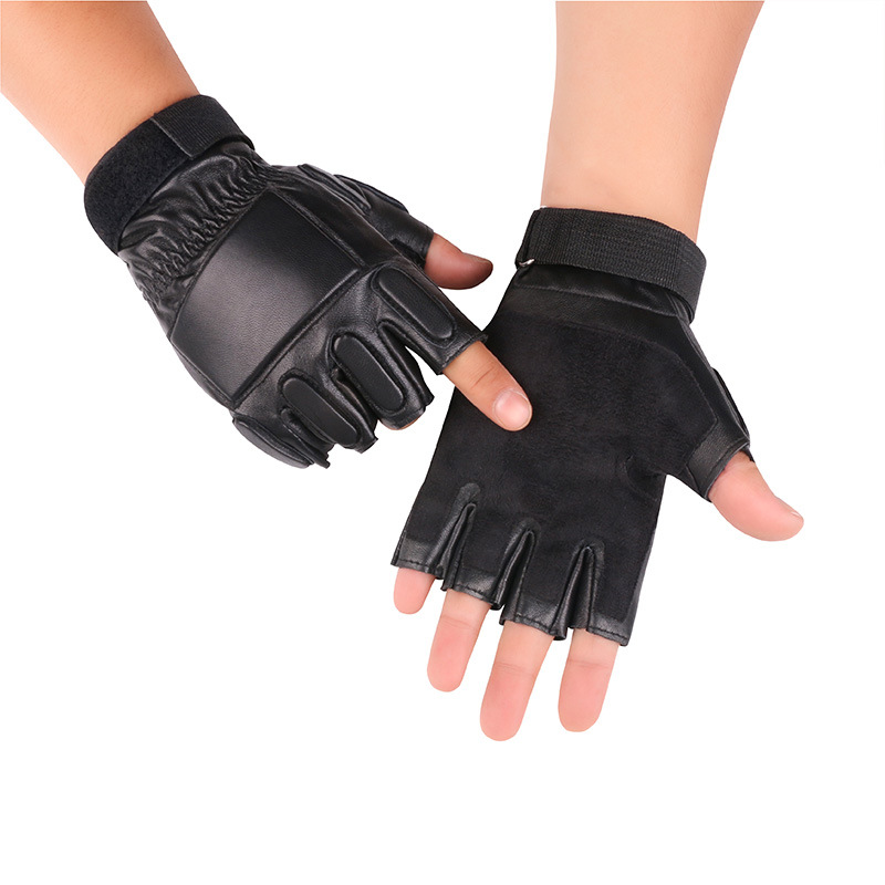 Guantes de piel de oveja de medio dedo deportes al aire libre equitación entrenamiento de combate guantes de medio Dedo de piel de oveja guantes de dedo completo hombres y mujeres guantes de cuero